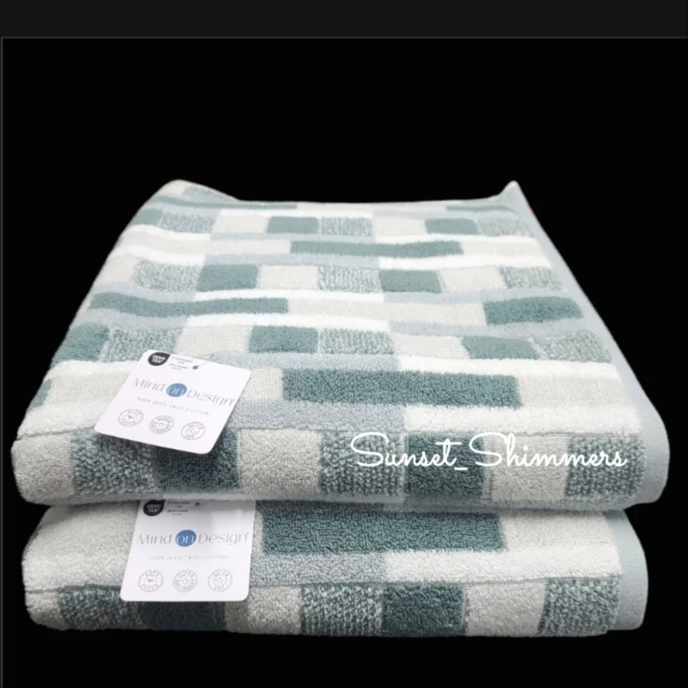 8 Mind on Design Color Block Zero Twist Cotton Bath Hand Washcloth Towel Set New